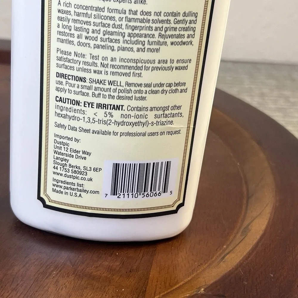 Parker & Bailey Furniture Cream Lemon Oil Wood Polish Cleaner 16oz Lot  2 56066‎